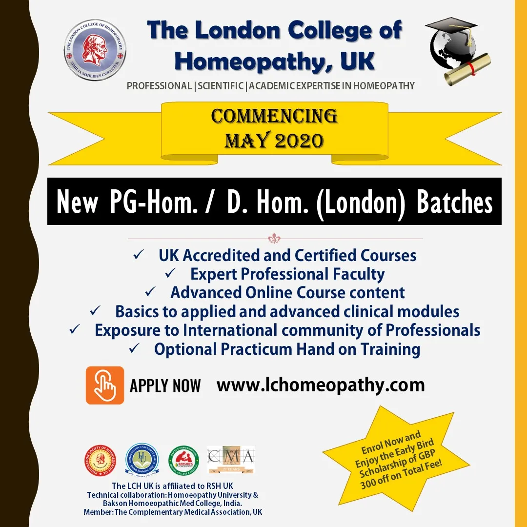 New Batch of PG Hom / D Hom Course by LCH UK – Commencing May 2020